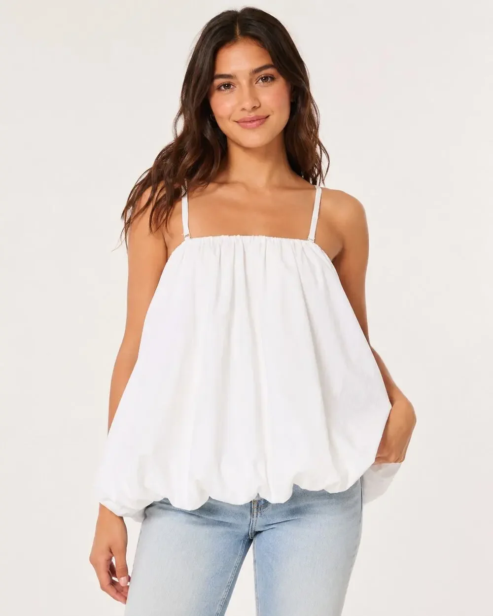 Scoop White Bubble Hem Cami Tank Top Adjustable Straps Size L 12/14 - Picture 1 of 6